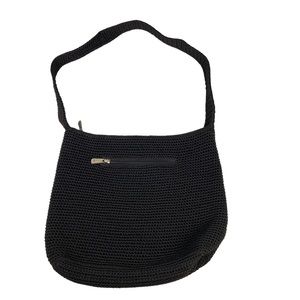 The Sak Hand Crocheted Bag Black Zipper Shoulder Bag